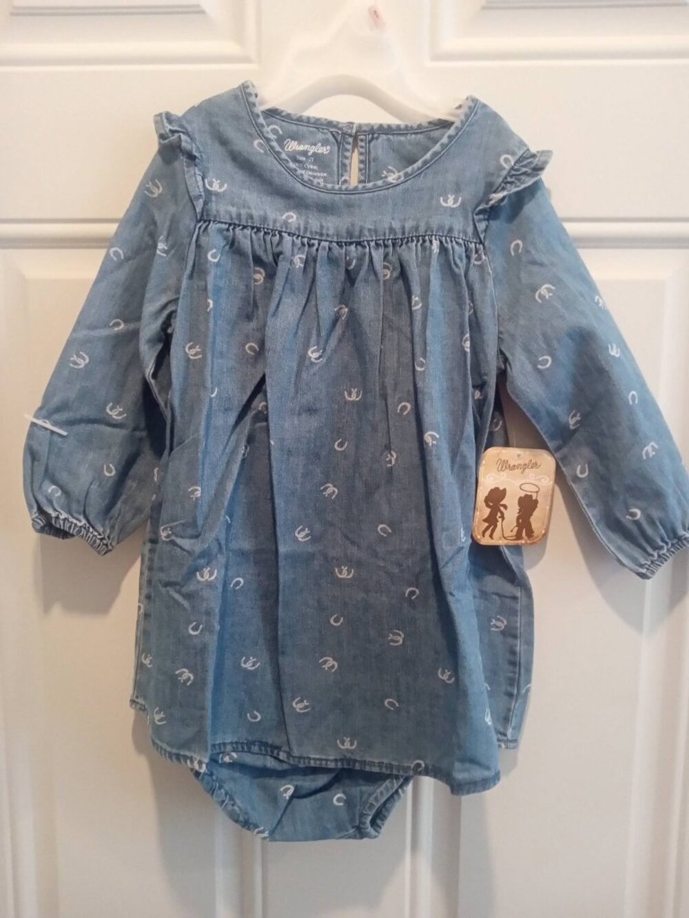 Wrangler Toddler-Girls Horseshoe Print Denim Dress Set 2 Piece